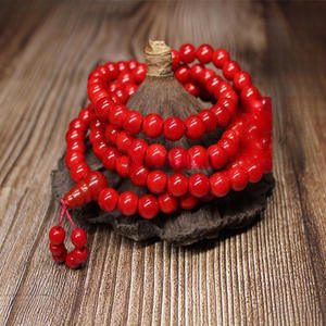 YL Red Glazed Coral <span class=keywords><strong>Prayer</strong></span> <span class=keywords><strong>Beads</strong></span> 108 <span class=keywords><strong>Beads</strong></span> Black Coral <span class=keywords><strong>Beads</strong></span> para hombres - Product Image 1
