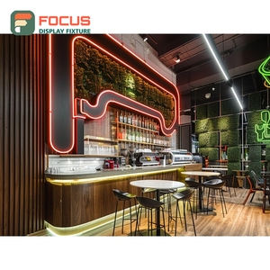 Mostrador de Servicio de Café Comercial con Estante para Condimentos, Panel de Madera y Exhibidor para Cafetería - Product Image 2
