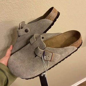 Yüksek kalite OEM tarzı çok yönlü ve rahat dana süet deri yarı römork rahat mantar Footbed Boken rahat ayakkabılar - Product Image 2