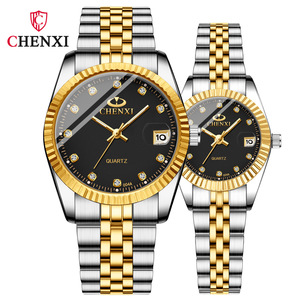 Montre pour couples, luxe, <span class=keywords><strong>Chenxi</strong></span> CX-004A, ton sur ton, décontractée, lumineuse, étanche, en acier inoxydable, à quartz - Product Image 1