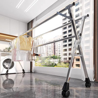 Porte-vêtements pliant en acier inoxydable en forme de X, rétractable, pour balcon et extérieur