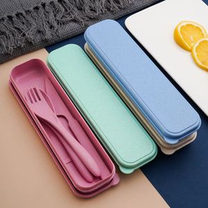 Eco-friendly Wheat Straw Spoon Fork Knife <b>Set</b> Travel Camping Plastic Cutlery - Product Image 2