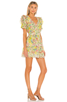 OEM Robes d'été pour dames Mini robe décontractée à imprimé floral et volants brodés à œillets et bordure en dentelle
