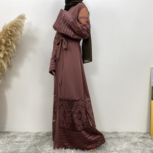 1546# Latest Designs New <strong>Model</strong> Dubai Wholesale Clothing Floral Lace Turkish Kimono <strong>Abaya</strong> - Product Image 5