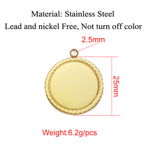 Disque rond vierge de 25 mm pour collier, pendentif en acier inoxydable poli miroir, style dentelle géométrique, composants de bijoux DIY en gros - Product Image 6