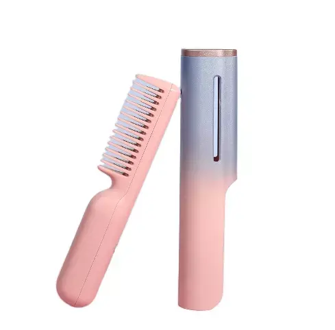 USB Rechargeable Ceramic Heated Hot Comb Private Label Fast Hair Straightener Mini Electric Hot Comb