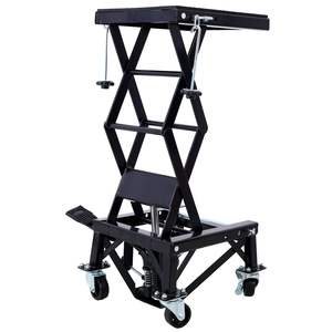Soporte Hidráulico para Motocicletas DB, 300 Libras, Negro, Tipo Tijera, con Ruedas y Escalón para los Pies - Product Image 1