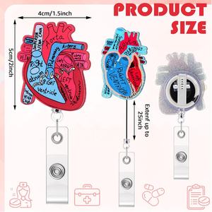Acrylique <span class=keywords><strong>pharmacie</strong></span> coeur série médicale infirmière accessoires porte-carte d'identité porte-Badge rétractable Badge bobine avec <span class=keywords><strong>pince</strong></span> crocodile - Product Image 2