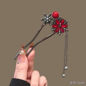 Nuevo Pasador de Pelo Metálico Personalizado Estilo Punk, Pinza de Pelo con Flor Roja de Lujo Chino, Herramienta de Diseño de Peinados, Accesorios para Mujer, Regalos - Product Image 6