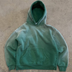 Heavyweight Customized Distress Splicing Blank Loose French Terry Acid <b>Wash</b> Oversize Street Wear Mens Hoodies - Product Image 3