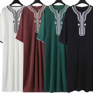 Abaya Islamica da Uomo all'Ingrosso, Stile Marocchino <span class=keywords><strong>Arabo</strong></span> Tradizionale, Ricamata a Maniche Corte, Abbigliamento Musulmano per Uomo - Product Image 2