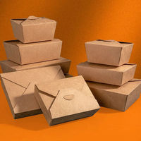 Vente en gros d'usine de pliables en papier kraft biodégradable portables pour l'emballage des aliments chauds