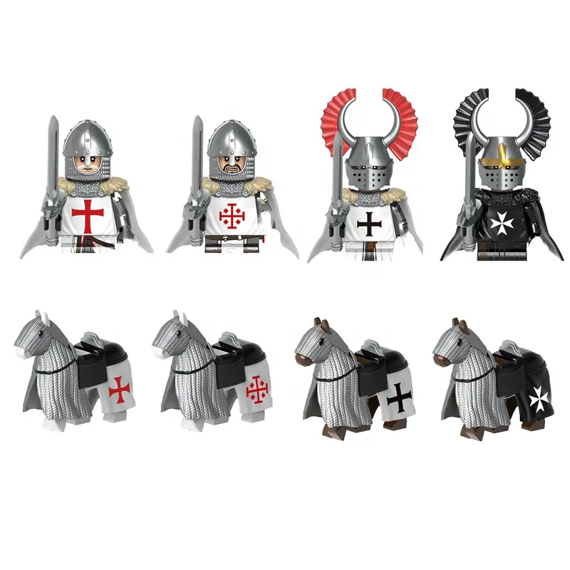 Средневековые солдаты, военные тевтонские рыцари, госпиталер, Боевая лошадь, мини-строительные блоки, фигурки, Детские Подарочные игрушки G0128