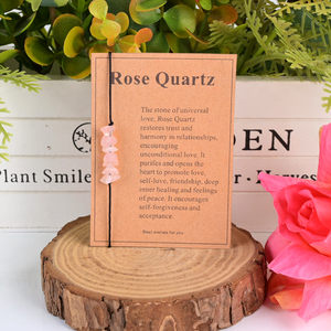 Natural Crystal Rose Quartz Chips <b>Healing</b> <b>Bracelet</b> with Cards - Product Image 6