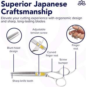 Tijeras de peluquería para diestros de 8.34 pulgadas, para entresacar, con hoja de acero inoxidable de borde afilado tipo cuchilla de afeitar, 30 dientes y mango largo - Product Image 3
