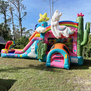 Llama double lane wet or dry combo <b>inflatable</b> bounce <b>house</b> and water slide bouncy castles for sale - Product Image 4