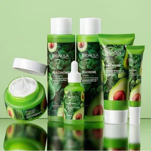 Özel etiket avokado nemlendirici yüz temizleyici özü aydınlatma koyu halkalar cilt bakımı kozmetik Set yetişkin kadın 50 takım