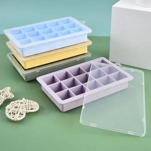 Récipient pour aliments pour bébé <span class=keywords><strong>à</strong></span> 24 cavités, treillis de glace <span class=keywords><strong>en</strong></span> <span class=keywords><strong>silicone</strong></span> couleur macaron avec couvercle, plateau <span class=keywords><strong>à</strong></span> glaçons ménager bricolage - Product Image 2