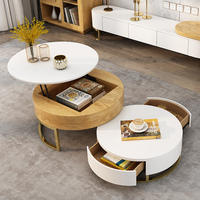 Table basse de salon moderne de style contemporain, luxe, table basse nordique en métal avec tiroir de rangement