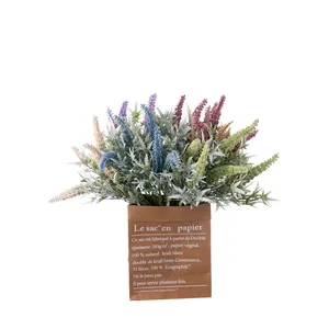 CL10004 bundel busa Sage bundel Lavender bunga buatan untuk tengah meja karangan bunga DIY Dekorasi vas