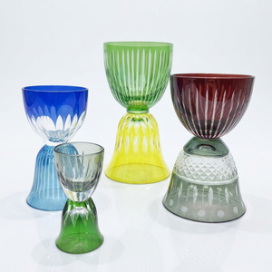 Double Head Crystal <b>Wine</b> Glass Carved Pattern <b>Goblet</b> 100ml Modern Bohemian Bar Tableware Break Resistant Machine-Made 6-10 - Product Image 3