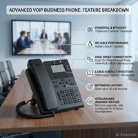 Telepon VoIP Kantor Linux KS30 2 Akun SIP Audio HD Layar LCD 2,3 Inci dengan Lampu Latar Telepon IP Desktop Bisnis untuk Pusat Panggilan