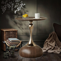 Table basse moderne haut de gamme multifonctionnelle, assemblage facile, couleur noyer, table d'appoint décorative pour salon, balcon, en métal
