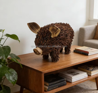 Escultura de Cerdo de Madera Hecha a Mano para Decoración del Hogar, Fabricada en Fábrica
