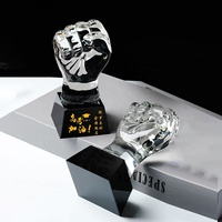 Trophée de poing en cristal noir personnalisé pour les récompenses des compétitions sportives, objet commémoratif de championnat personnalisé