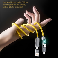 Kabel Charger Multi 4 in 1 USB, Kabel Pengisian Cepat - Kabel Pengisian Cepat Multi USB C PD 60w Dengan Layar LED untuk Semua Ponsel