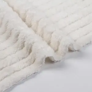 Fábrica china senhoras tecido têxtil listras jacquard 100% poliéster lado duplo tecido de lã caspa para o inverno