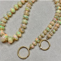 Collar de Plata con Cuentas de Ópalo Etíope, Gema Natural de Piedra Auténtica, Cadena de Eslabones Chapada en Oro Rosa, Regalo Moderno para Fiesta de Compromiso
