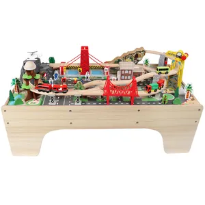 Giocattoli ferroviari classici educativi multifunzionali personalizzati pista del treno in legno giocattoli per bambini apprendimento dello stelo