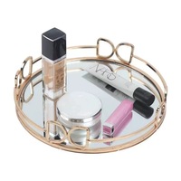 Dekorative Goldene Spiegeltablett aus Eisen im Europäischen Luxus-Stil für Kosmetik, Schmuck, Lebensmittel, Kuchen und Parfüm