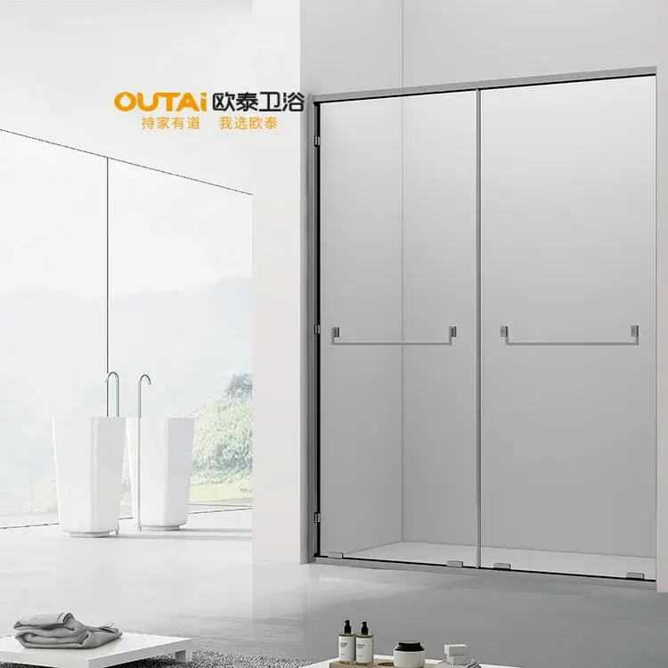 Salle de bain de luxe 8mm écran de douche en verre trempé double portes de douche coulissantes