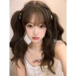 HengJi – perruque longue bouclée avec frange latérale, en fibre Kanekalon, ligne de cheveux naturelle, perruque complète pour style Lolita - Product Image 1