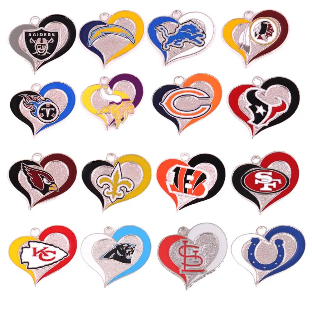 Mixed Design Sports Style American Football Jewelry Heart型Super Teamペンダント