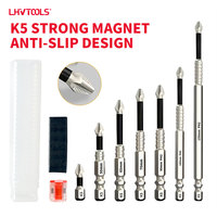 Embout de tournevis antidérapant PH2 LJ-01-18 K5, 25-150 mm, double fente, acier S2, plusieurs longueurs, emballage magnétique transparent