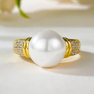 Pearl Anniversary Rings Design Silver Real Ring For Women Wedding Engagement Eternit