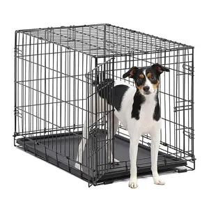 Jaula para mascotas plegable de metal grande para exteriores jaula para perros indestructible jaula para perros en el dormitorio jaula para mascotas jaula para perros con bandeja de plástico