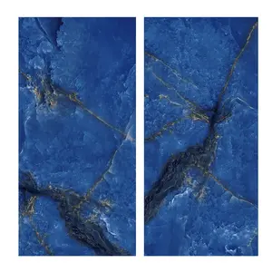 Piastrelle in porcellana blu Foshan per pavimenti in ceramica lucidata per pavimenti e pareti del bagno