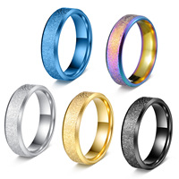 Bague en acier inoxydable givré de 6 mm, double biseau, perle sablée, pour hommes et femmes, vente en gros, nouvelle collection