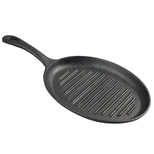 23.4*17.6cm Bife Fajita Ferro Fundido Sizzling Pan Hot Dish Sizzling Plate Servindo Platter com Base De Madeira