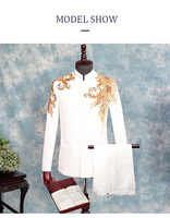 Décalcomanie de danse pour hommes Style chinois Robe nationale Quatre saisons Costume général pour jeunes Tang Costume blanc Zhongshan Chorus
