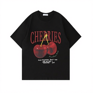 เสื้อยืดพิมพ์ลายเชอร์รี่สีพื้นแบบยูนิเซ็กซ์ ปี 2025 ทรงปกติ ผ้าโพลีเอสเตอร์/คอตตอนสีดำสั่งทำพิเศษ เสื้อยืดแขนสั้นสำหรับฤดูร้อน สไตล์ทางการ - Product Image 4