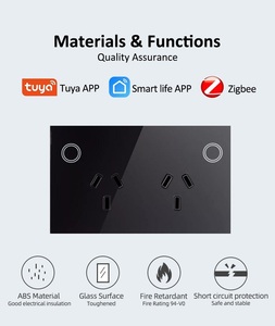 Australia Estándar AU Panel de vidrio Smart Touch Switchgear Socket SAA Aprobación Tuya Smart Wifi Controlado Puntos de alimentación dobles - Product Image 4