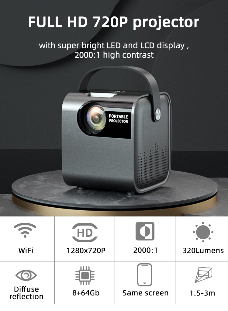 プロジェクター MINI SMART PROJECTOR 新しいM84KスマートプロジェクターポータブルAndroid9.0 5G WIFI