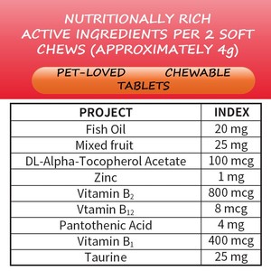 Compléments Nutritionnels à Croquer <span class=keywords><strong>pour</strong></span> Animaux : Soin Anti-Chute <span class=keywords><strong>de</strong></span> <span class=keywords><strong>Poil</strong></span>, Beauté et Santé <span class=keywords><strong>de</strong></span> la Peau et du Pelage – Friandises Tendres <span class=keywords><strong>pour</strong></span> Animaux - Product Image 6