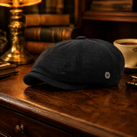 Casquette plate unisexe Newsboy Baker Boy à 8 panneaux, avec emblème en métal, style rétro vintage, réglable, respirante, streetwear urbain, casquette octogonale