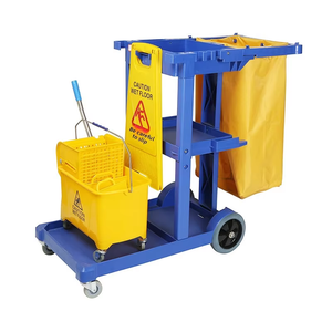 <span class=keywords><strong>Chariot</strong></span> manuel à roulettes silencieuses avec essoreuse à serpillière intégrée, polyvalent pour l'organisation du linge d'hôtel et le nettoyage des sols - Product Image 5